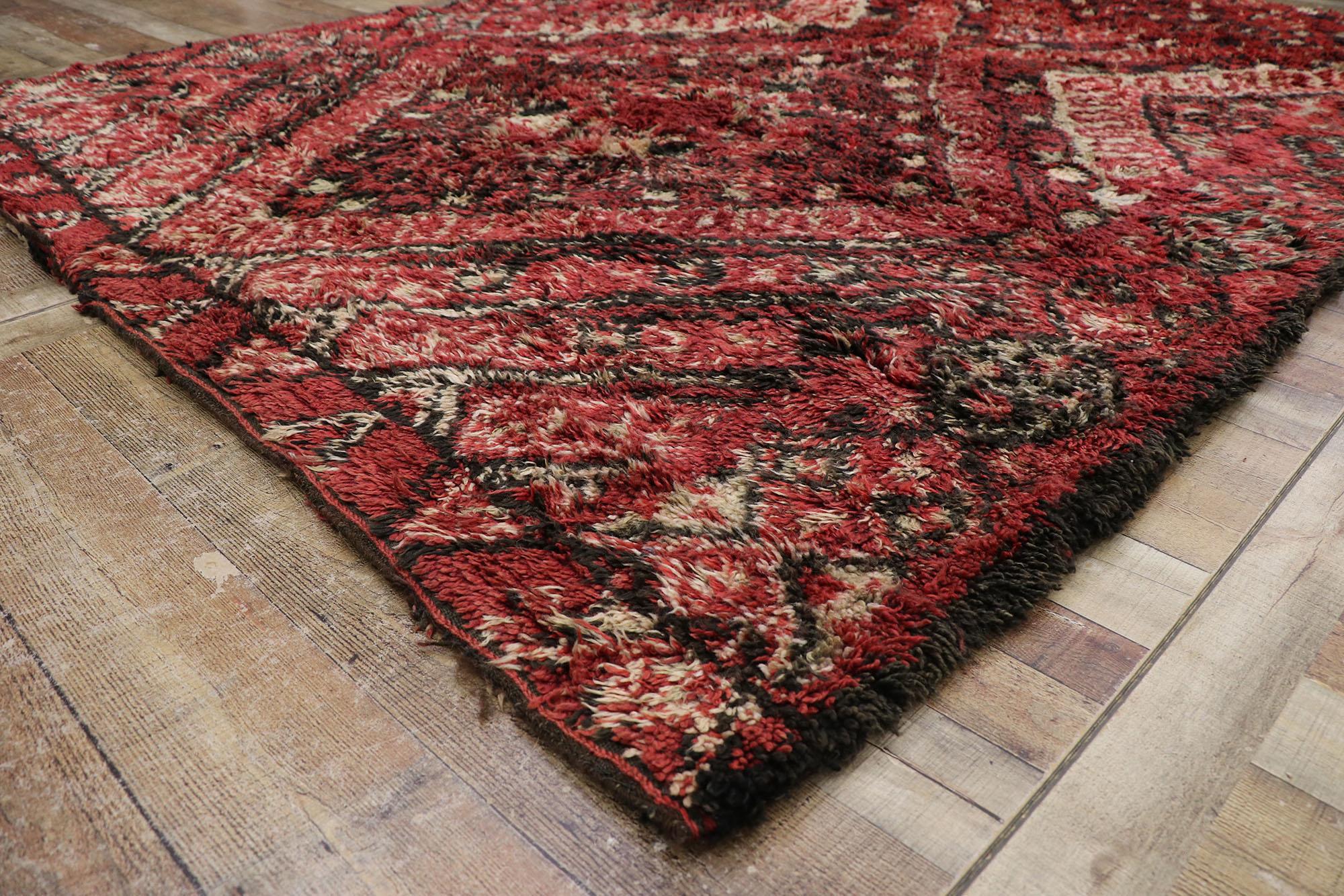 Wool Vintage Berber Beni M'guild Moroccan Rug with Tribal Style For Sale