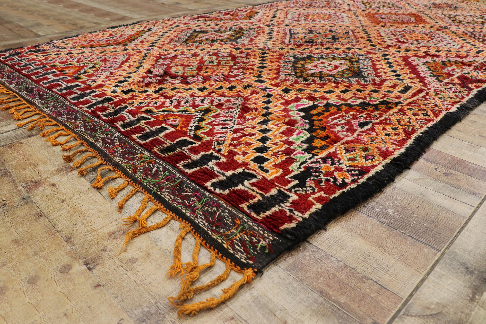 Wool Vintage Berber Beni M'Guild Moroccan Rug with Tribal Style For Sale
