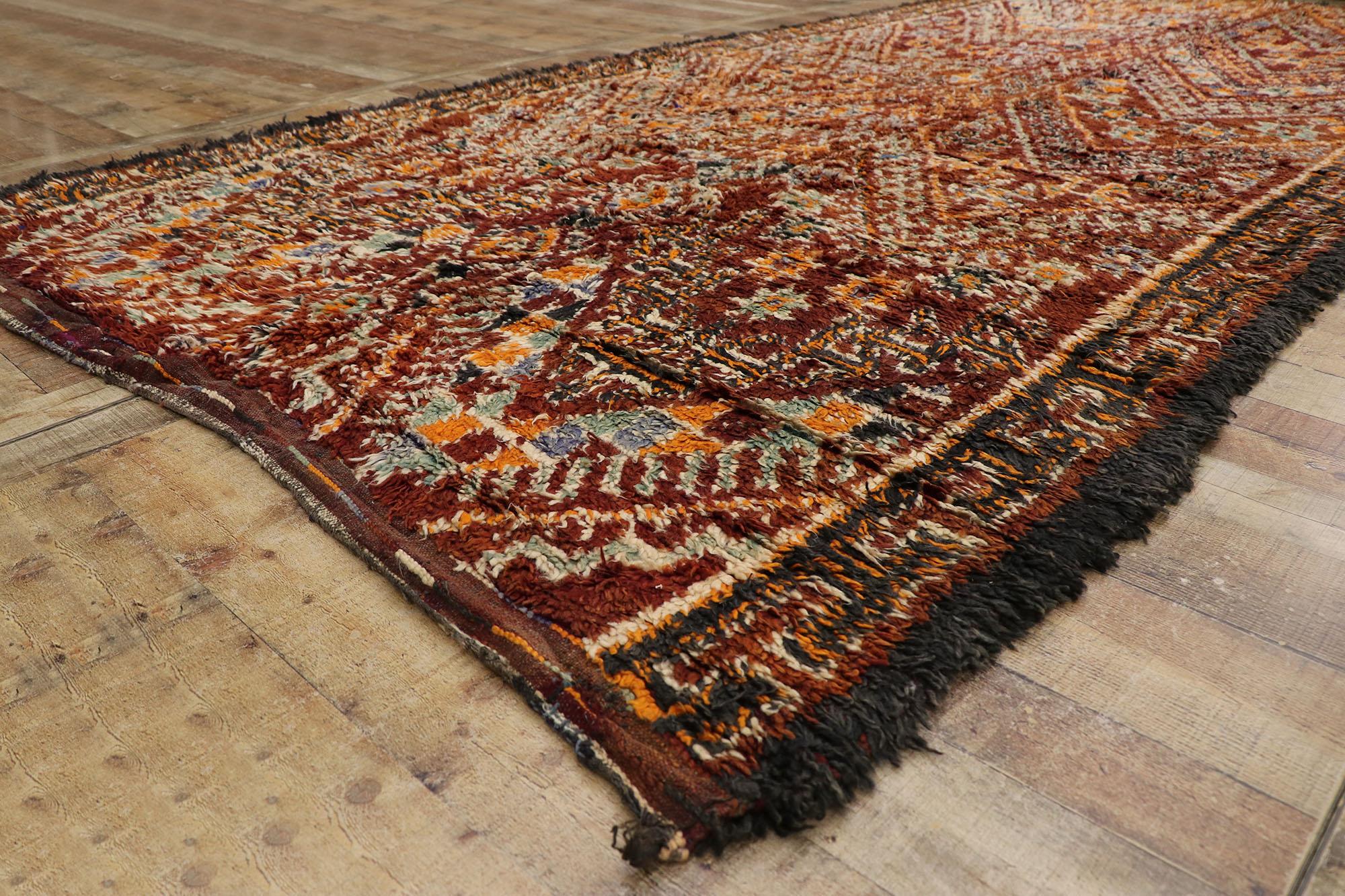 Wool Vintage Berber Beni M'Guild Moroccan Rug with Tribal Style For Sale