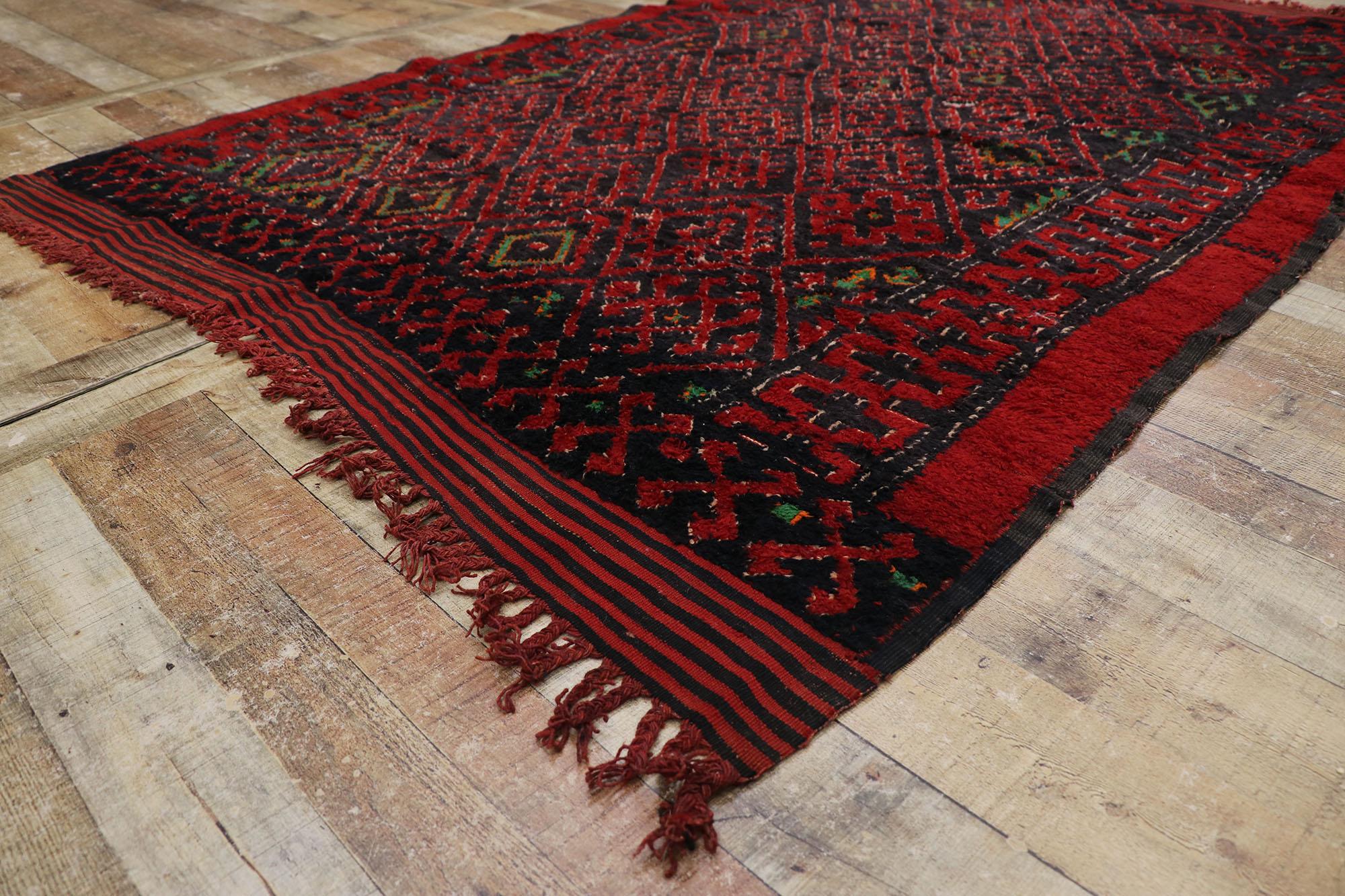 Wool Vintage Berber Beni M'guild Moroccan Rug with Tribal Style For Sale