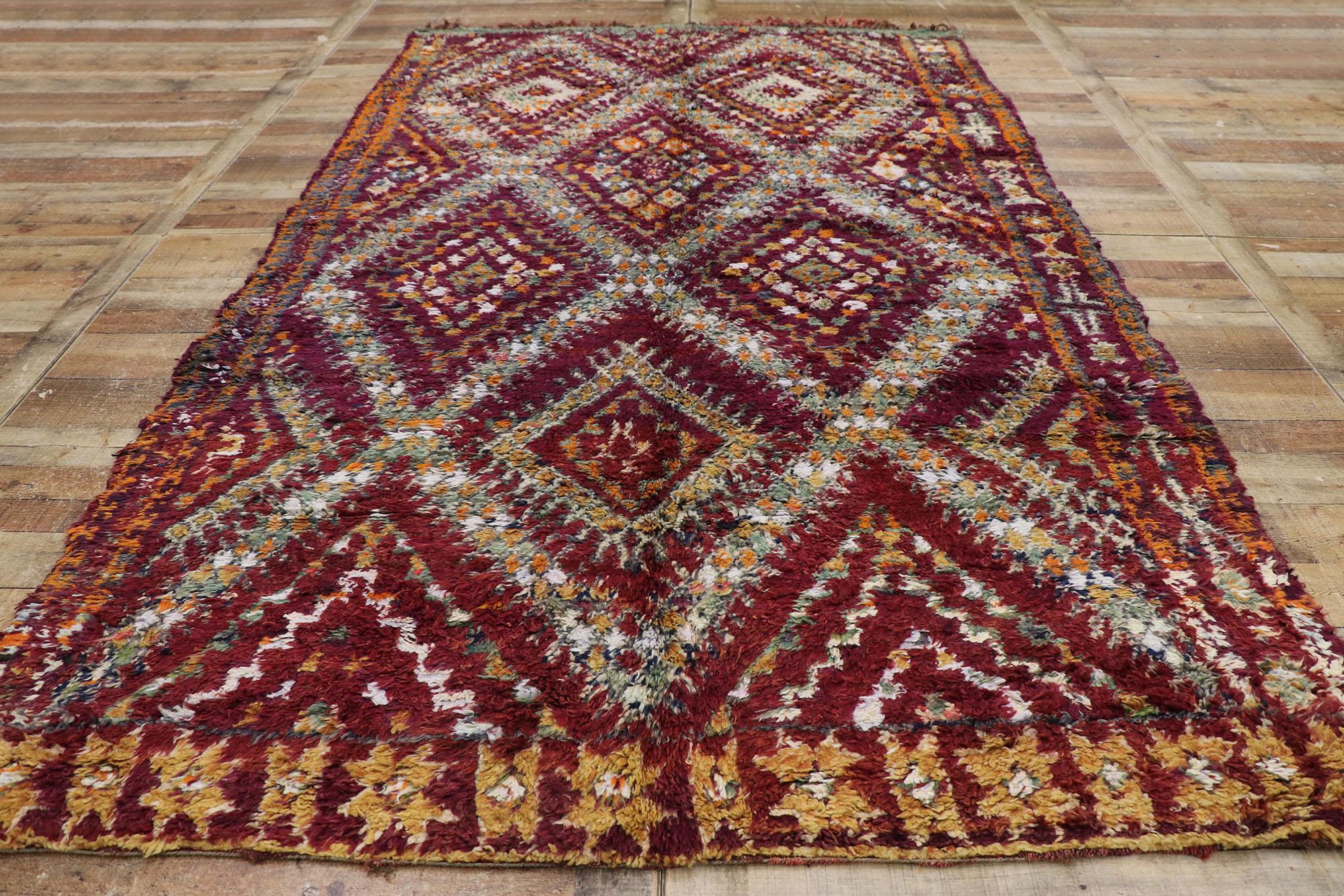 Vintage Berber Beni M'Guild Moroccan Rug with Tribal Style For Sale 1