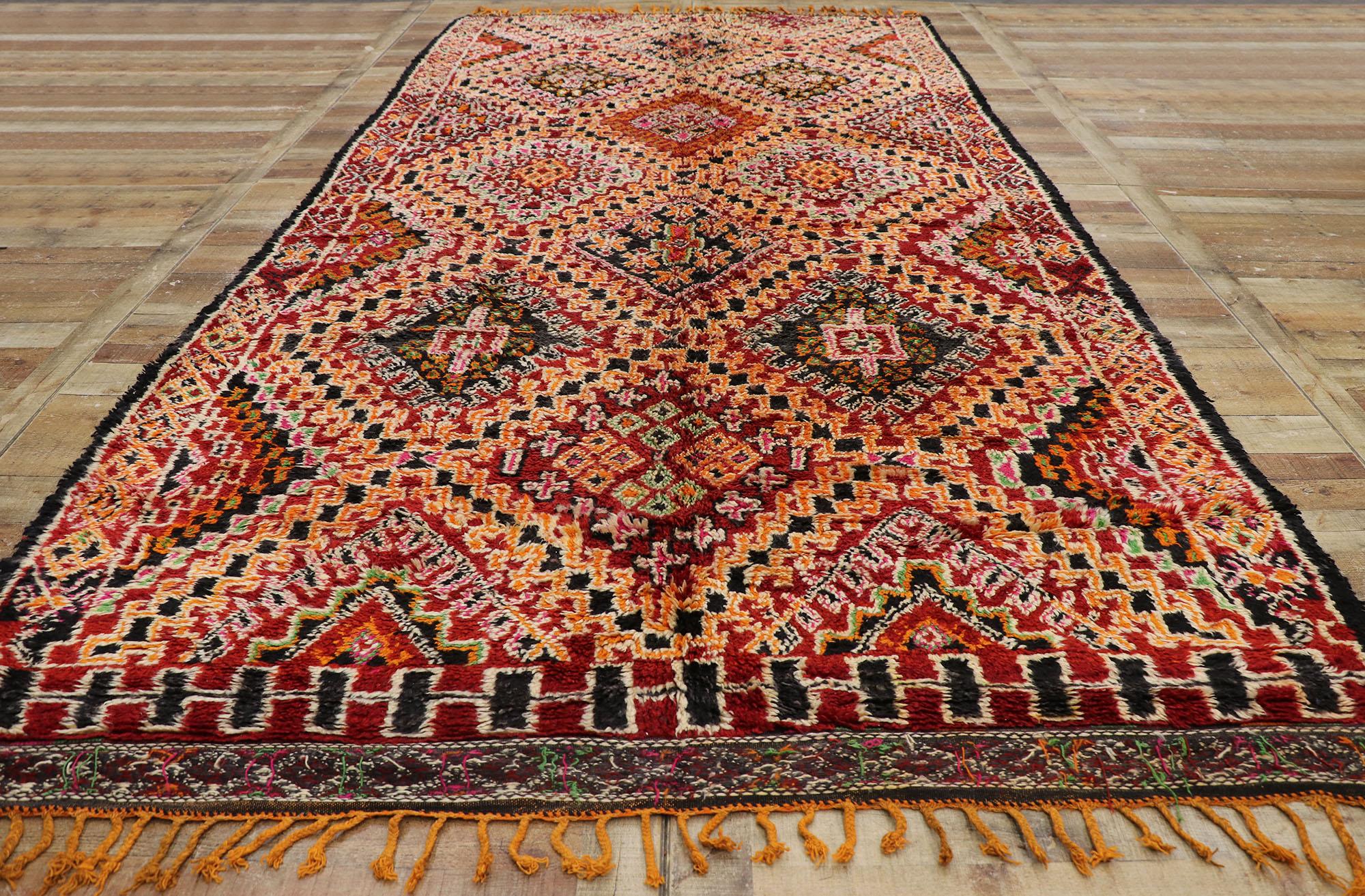 Vintage Berber Beni M'Guild Moroccan Rug with Tribal Style For Sale 1