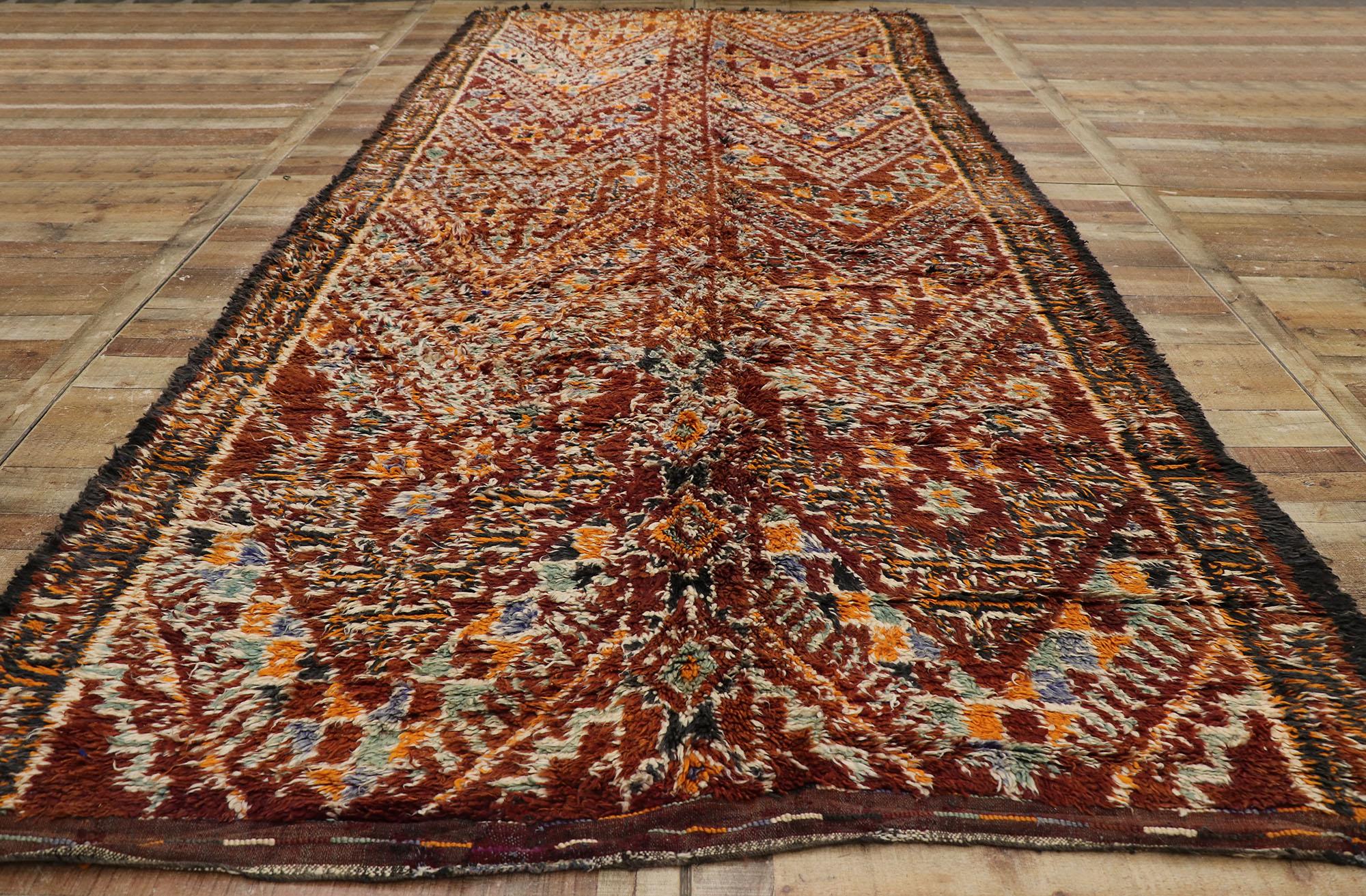 Wool 1980's Berber Beni M'Guild Moroccan Carpet with Modern Style For Sale