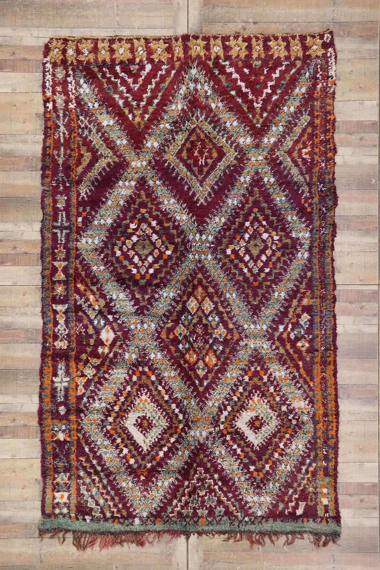 Vintage Berber Beni M'Guild Moroccan Rug with Tribal Style For Sale 2