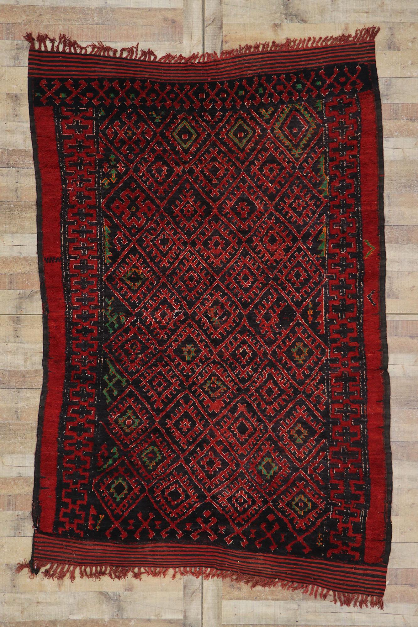 Vintage Berber Beni M'guild Moroccan Rug with Tribal Style For Sale 2