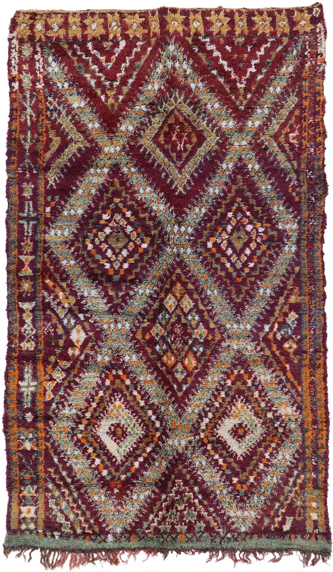 Vintage Berber Beni M'Guild Moroccan Rug with Tribal Style For Sale 3