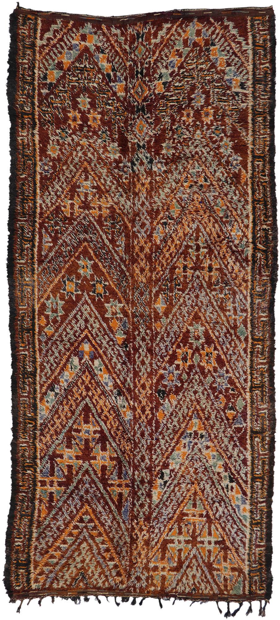 Vintage Berber Beni M'Guild Moroccan Rug with Tribal Style For Sale 3