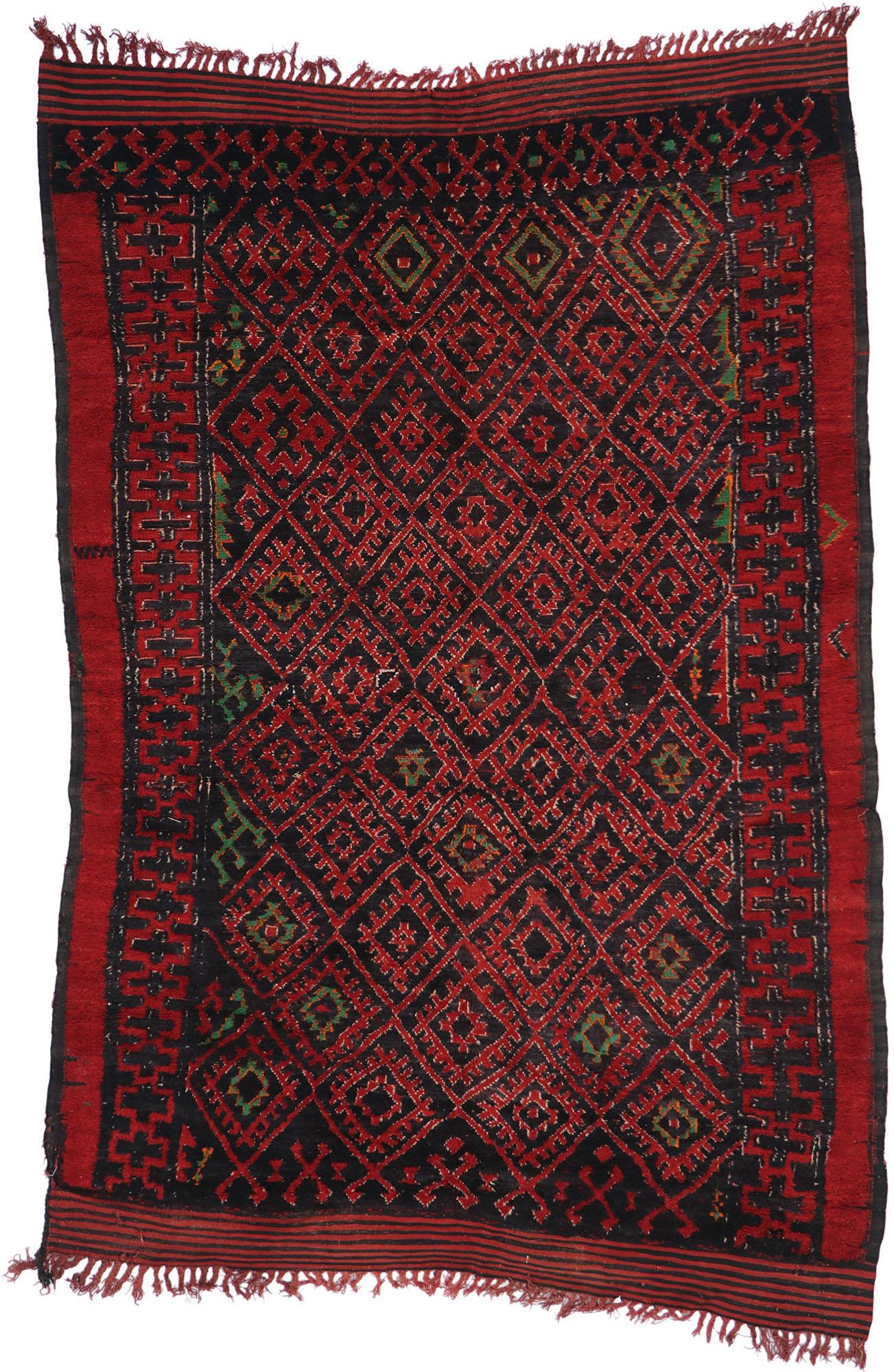 1960's Berber Beni M'Guild Moroccan Carpet with Tribal Style For Sale 2