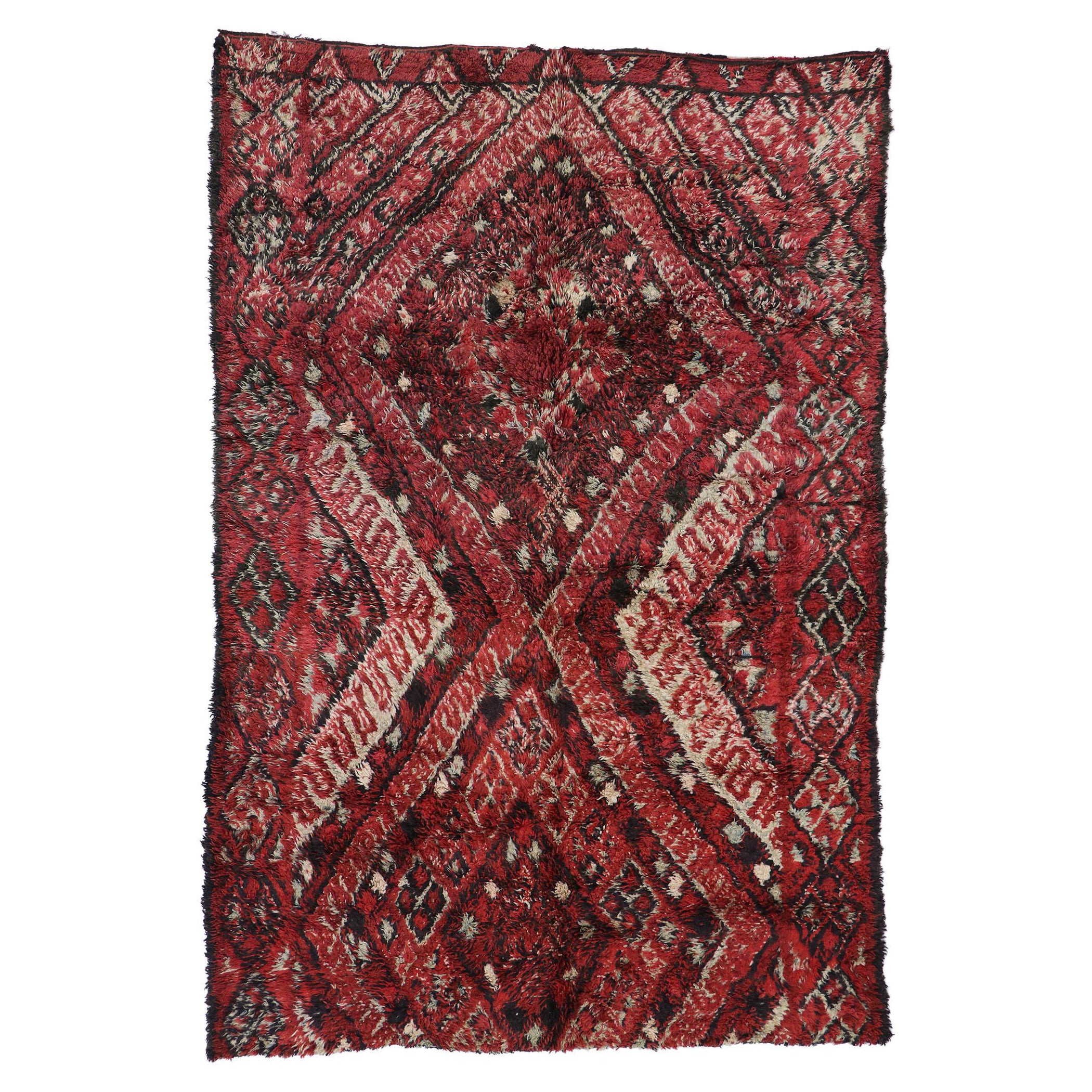 Vintage Berber Beni M'guild Moroccan Rug with Tribal Style