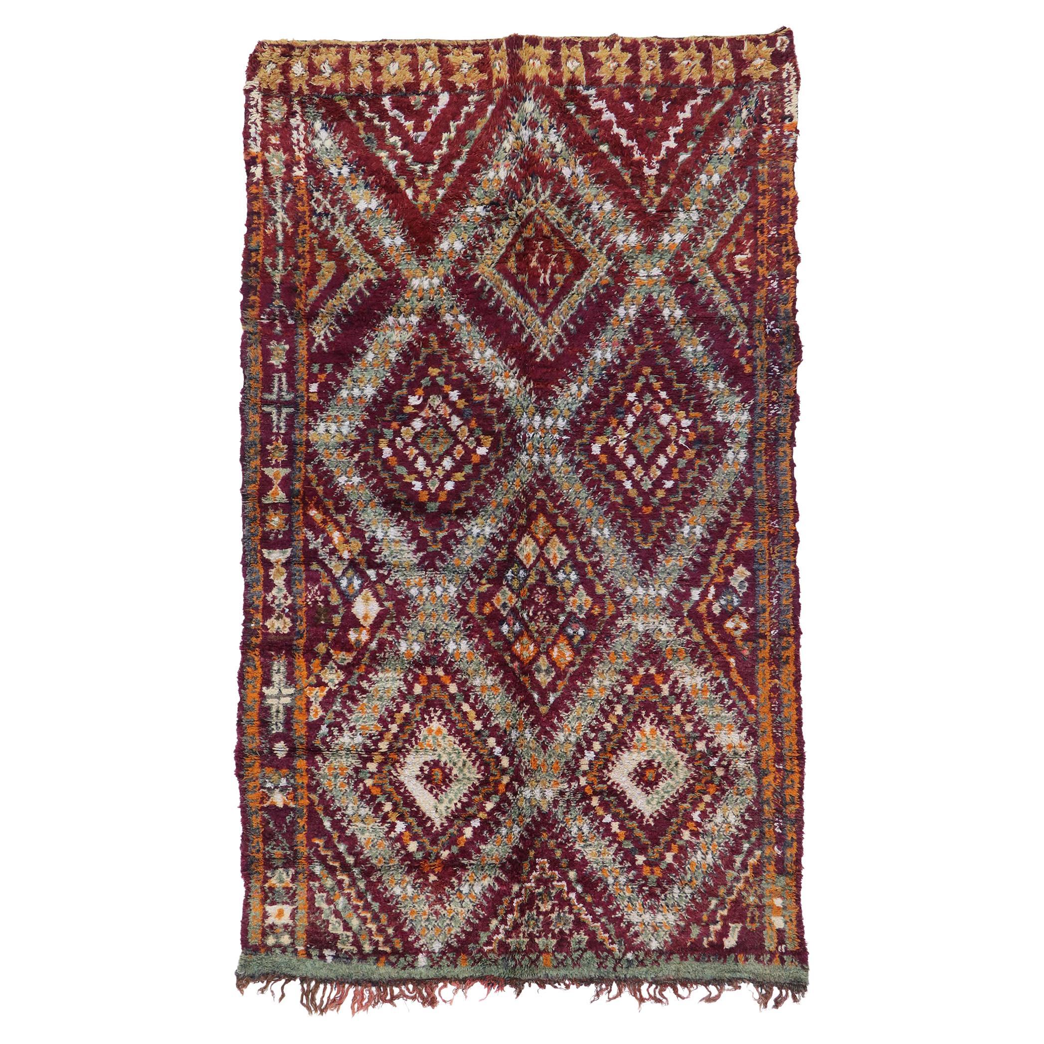 Vintage Berber Beni M'Guild Moroccan Rug with Tribal Style For Sale