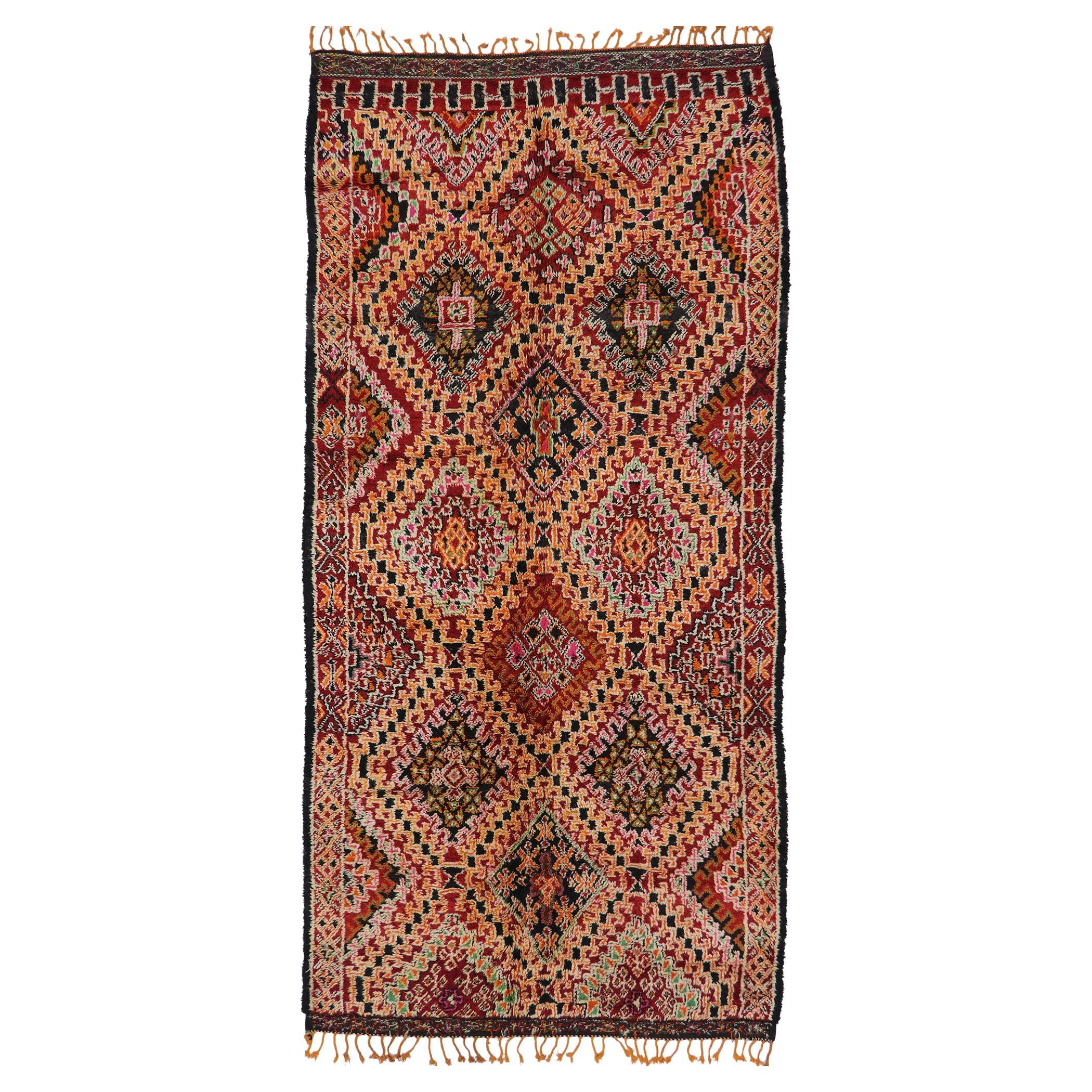 Vintage Berber Beni M'Guild Moroccan Rug with Tribal Style For Sale