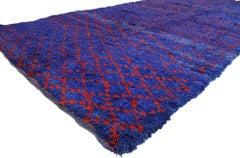 Alfombra marroquí vintage bereber azul Beni M'Guild