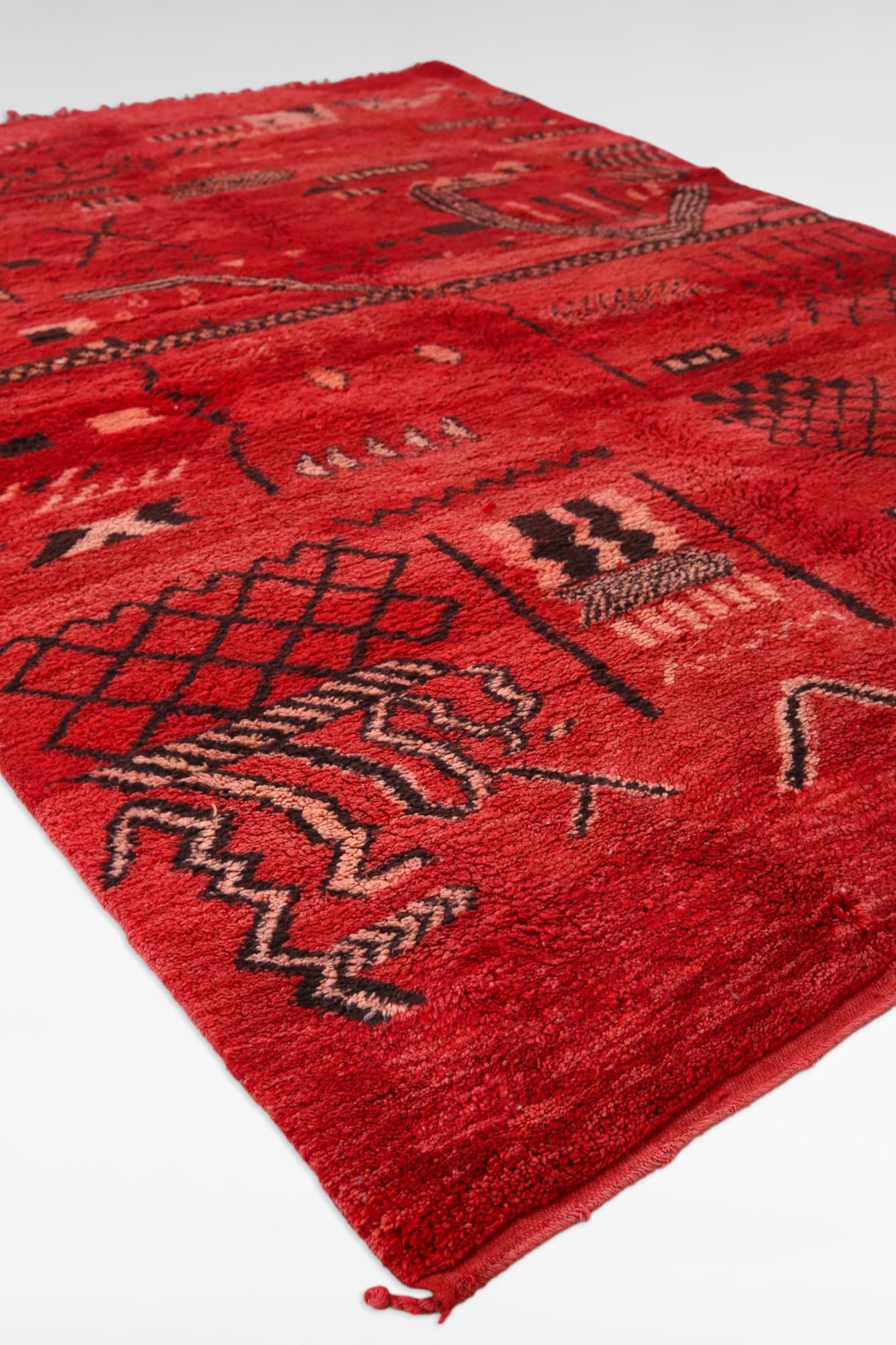 Vintage Berber Beni Mrirt Marokkanischer Teppich (Böhmisch) im Angebot