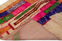 Alfombra de Lana Vintage Bereber Beni Ourain Marroquí Multicolor Diseño Abstracto