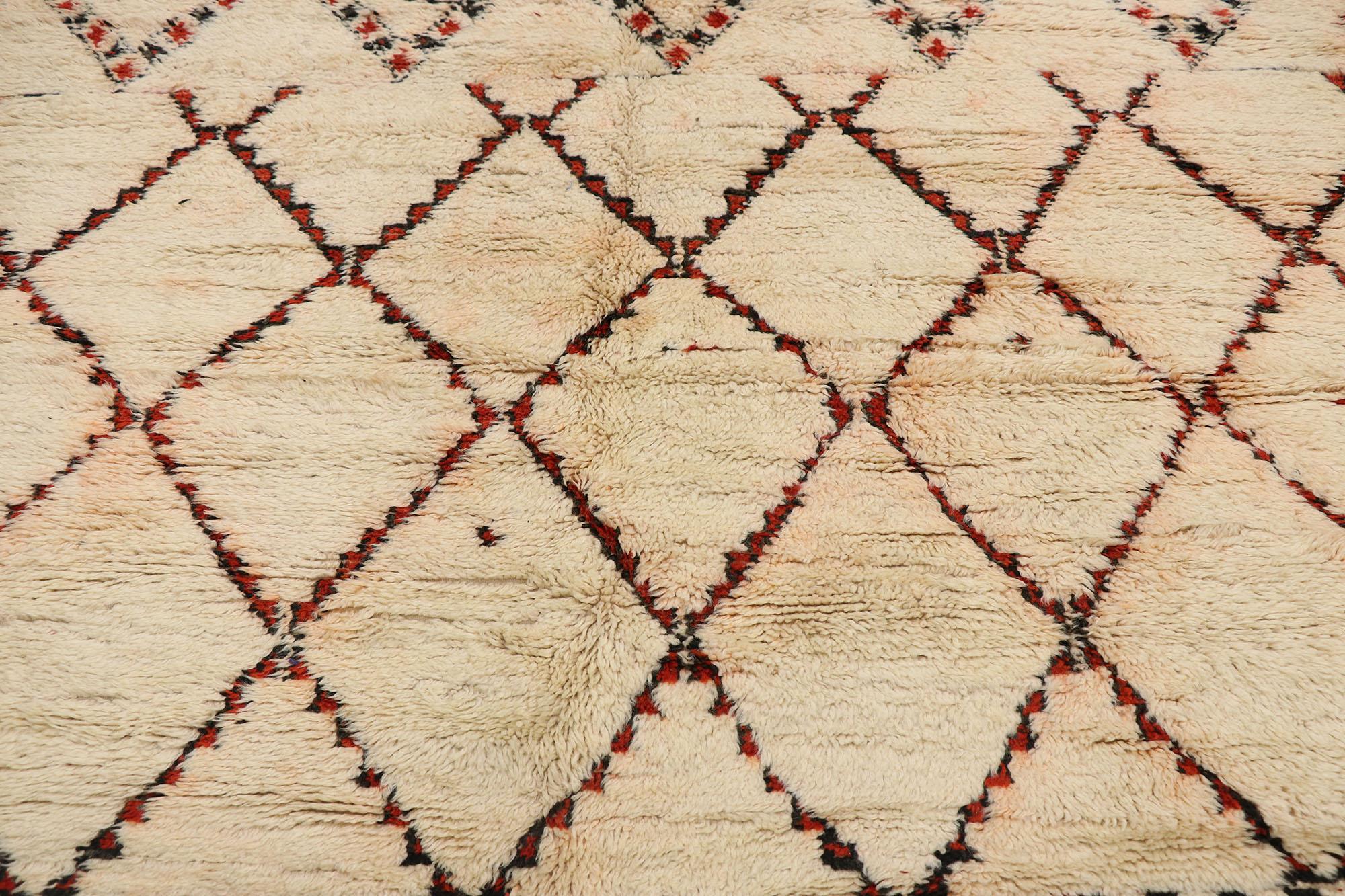 Hand-Knotted Vintage Berber Beni Ourain Moroccan Rug For Sale