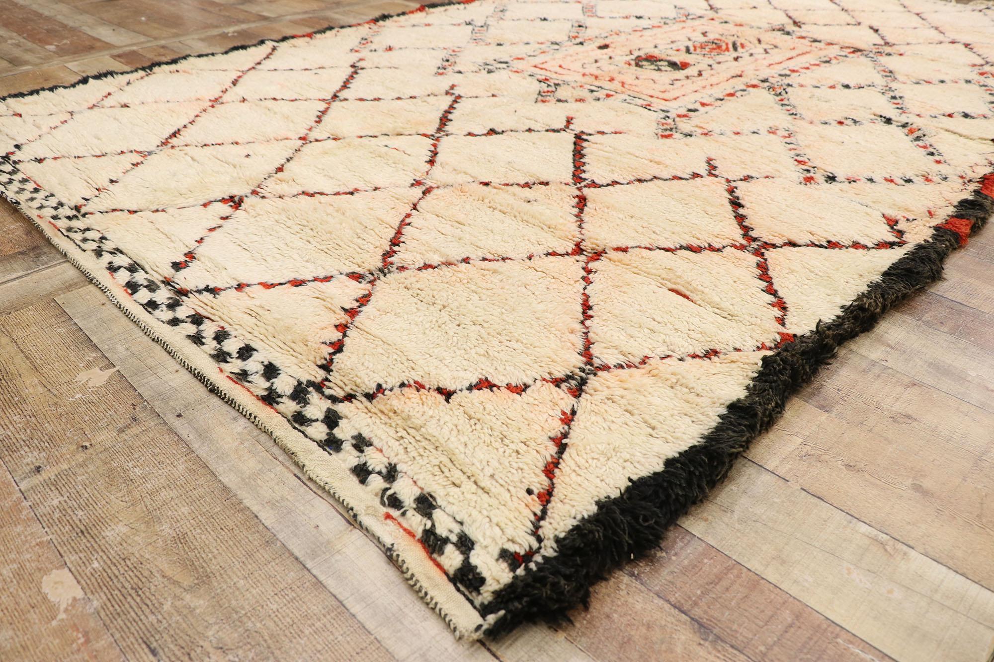 20th Century Vintage Berber Beni Ourain Moroccan Rug For Sale