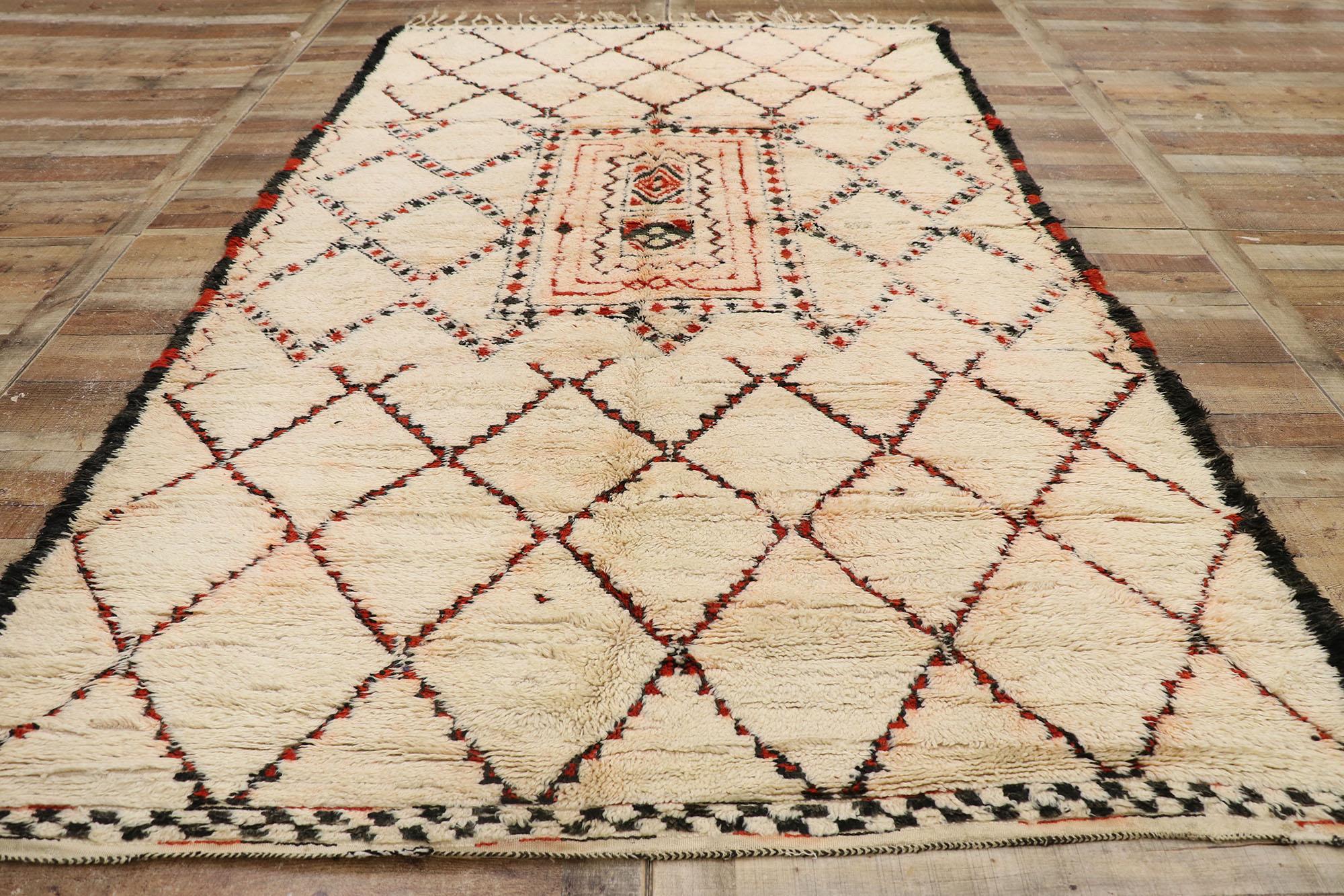 Vintage Berber Beni Ourain Marokkanischer Teppich (Wolle) im Angebot