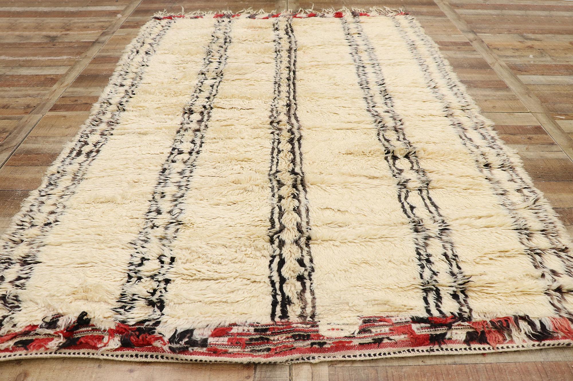 Vintage Berber Beni Ourain Moroccan Rug with Mid-Century Modern Style 1