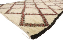 Vintage Berber Beni Ourain Moroccan Rug with Mid-Century Modern Style