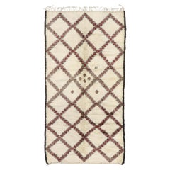 Vintage Berber Beni Ourain Moroccan Rug with Mid-Century Modern Style