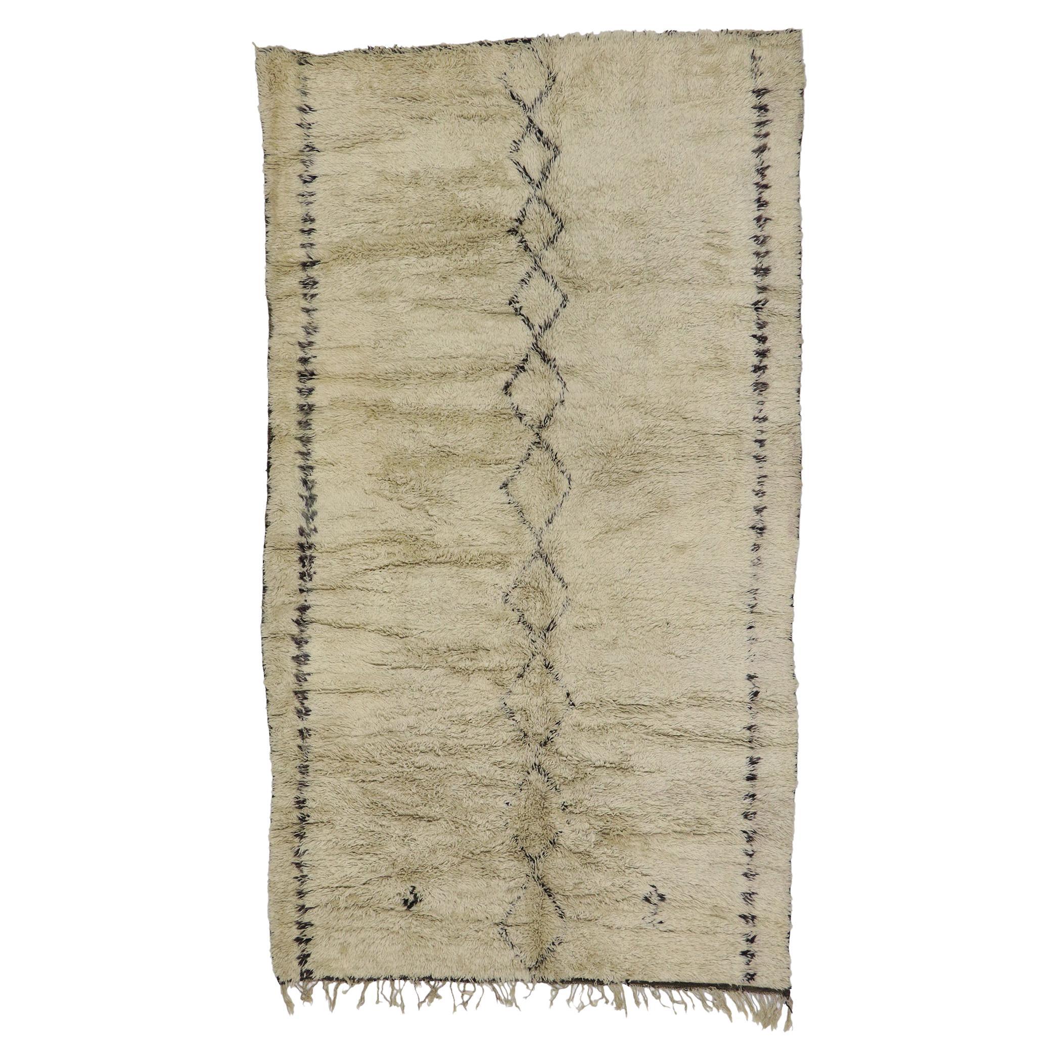 Marokkanischer Vintage-Berberteppich Beni Ourain mit modernem Mid-Century-Modern-Stil