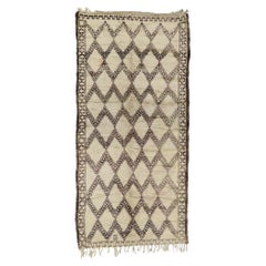 Retro Berber Beni Ourain Moroccan Rug with Mid-Century Modern Style