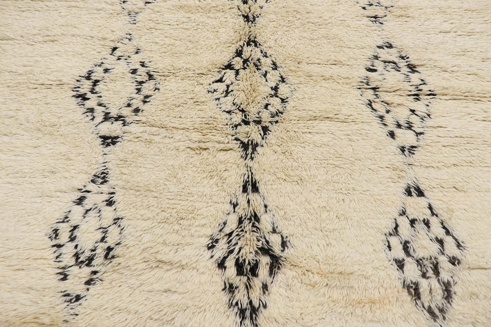 Hand-Knotted Vintage Berber Beni Ourain Moroccan Rug with Organic Modern Style For Sale