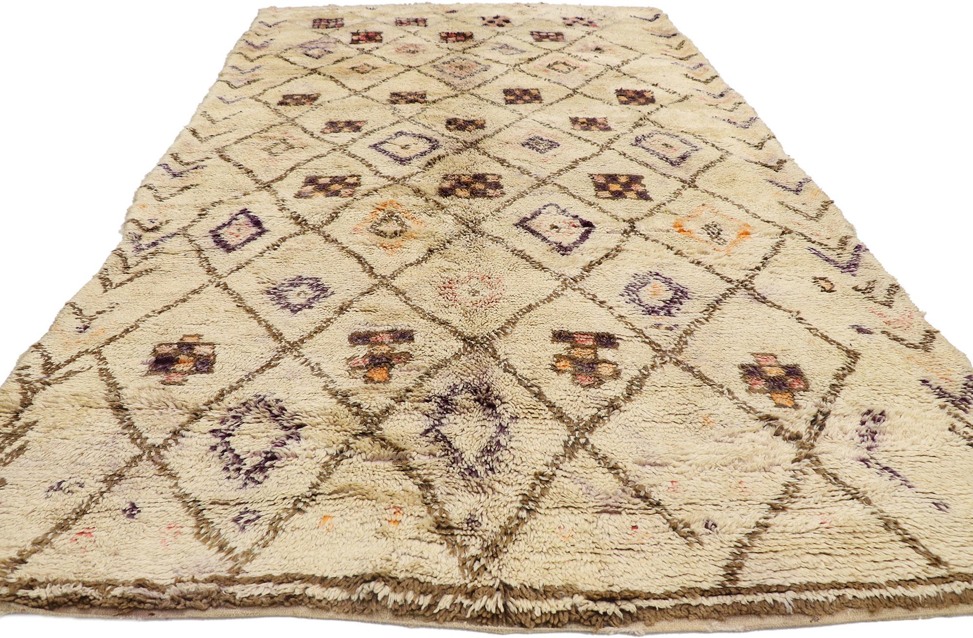 Mid-Century Modern Vintage Berber Beni Ourain Moroccan Rug with Tribal Style