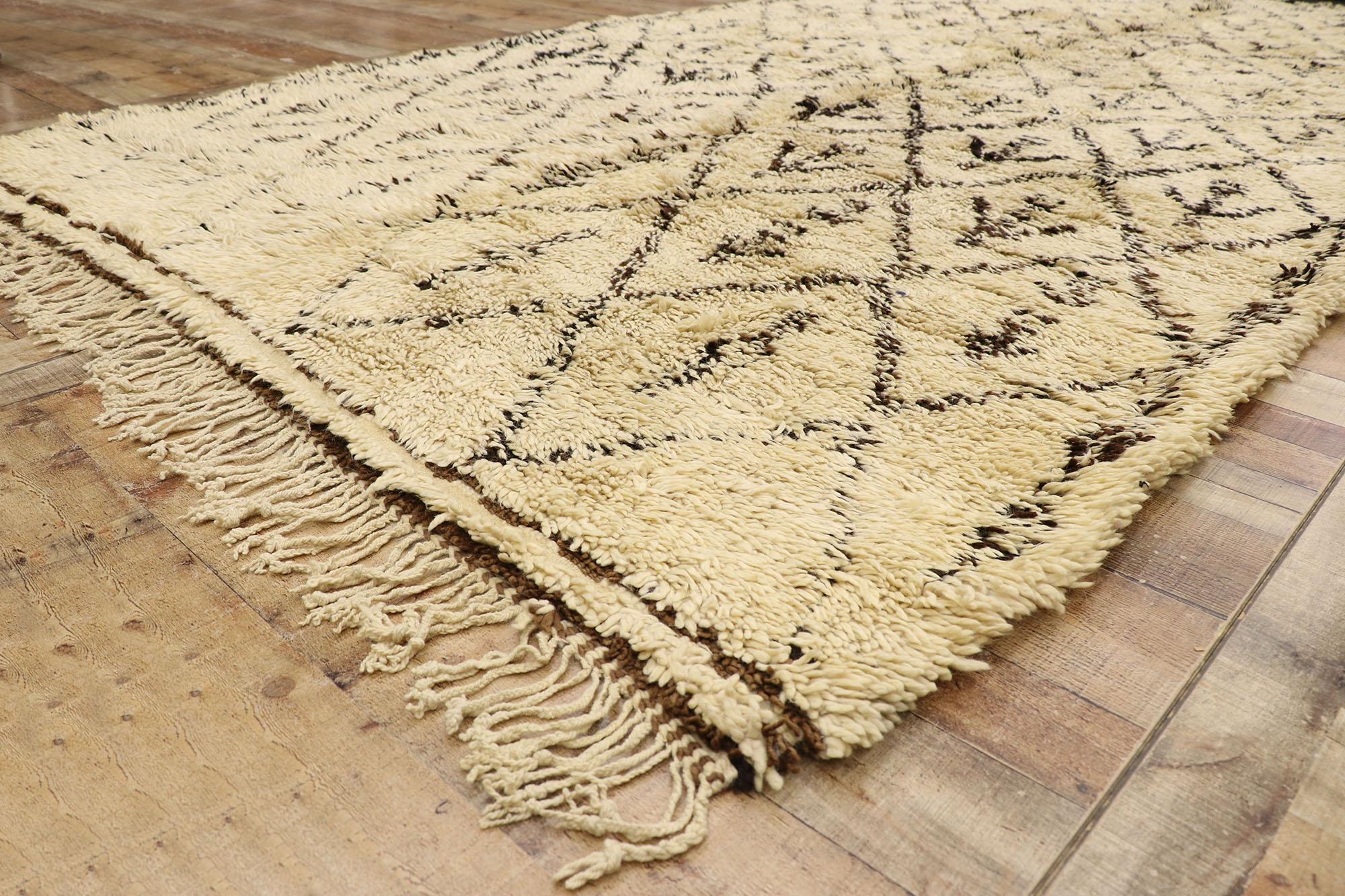 Tapis berbère marocain Beni Ourain vintage de style tribal Bon état - En vente à Dallas, TX
