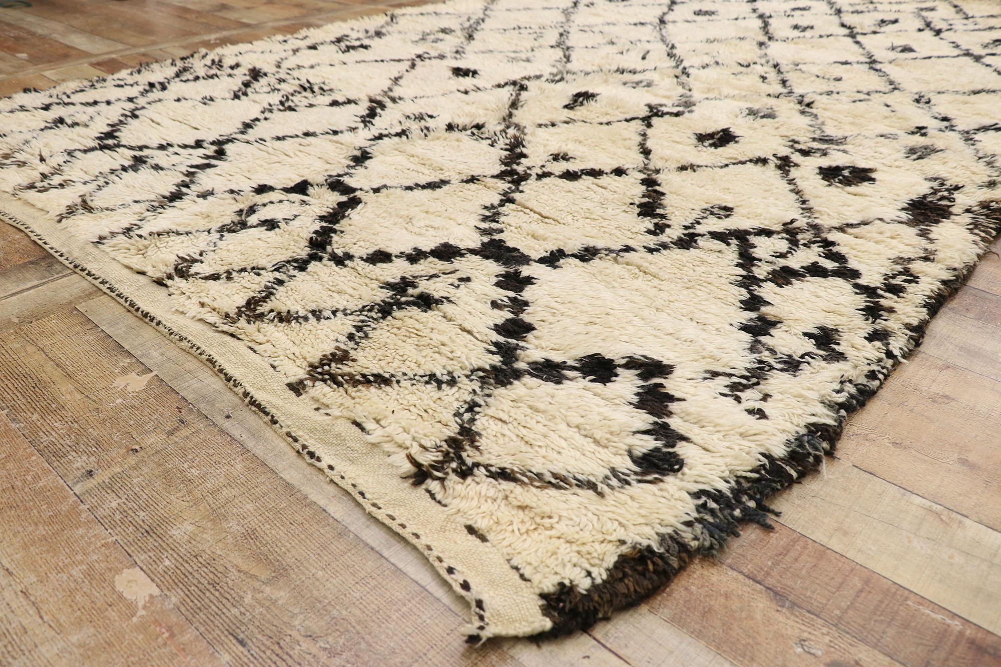 Wool Vintage Berber Beni Ourain Moroccan Rug with Tribal Style