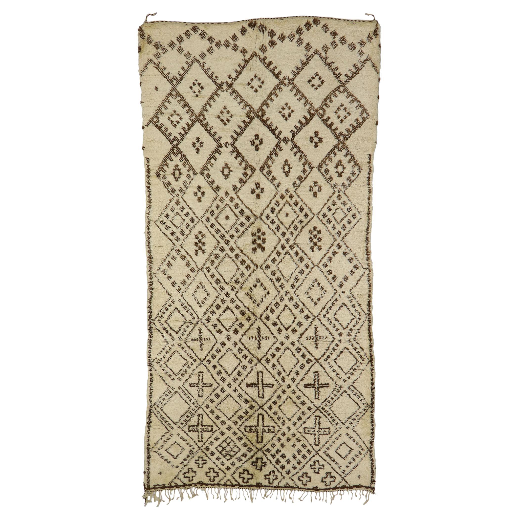 Tappeto berbero Beni Ourain marocchino vintage con stile tribale