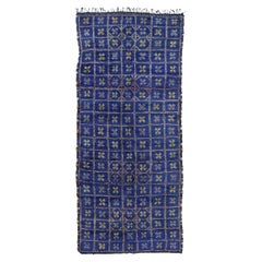 Tapis marocain Beni M'Guild bleu berbère vintage de style tribal