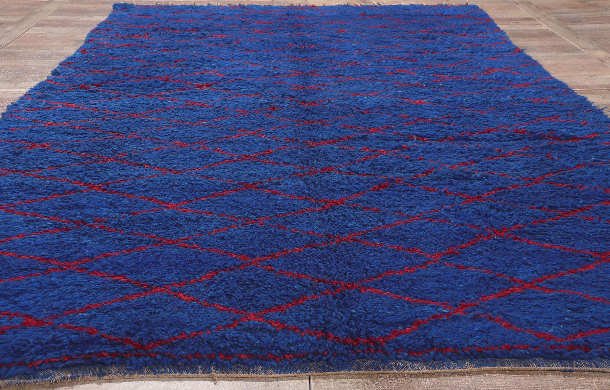 Vintage Blue Beni MGuild Moroccan Rug  In Good Condition For Sale In Dallas, TX