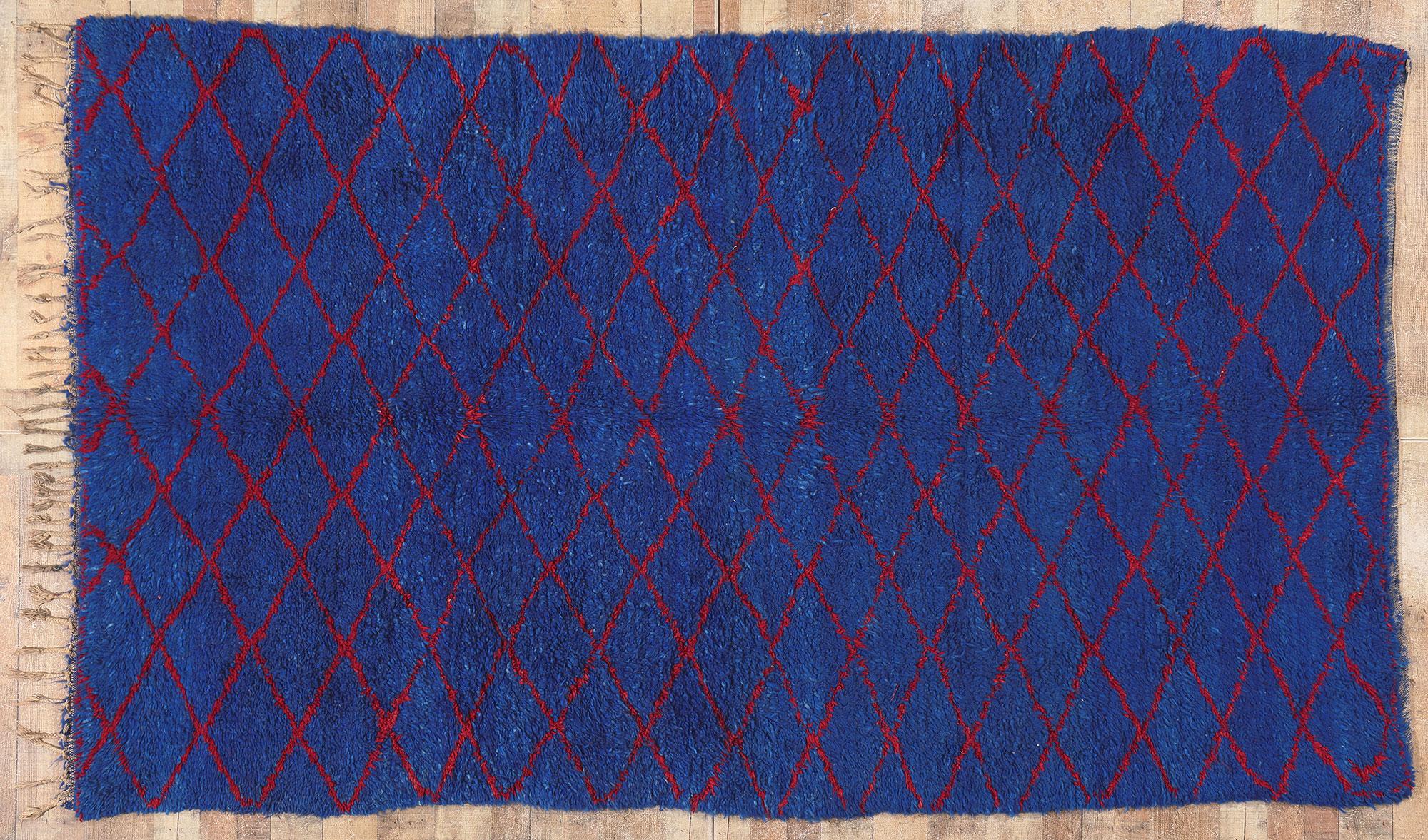 20th Century Vintage Blue Beni MGuild Moroccan Rug For Sale