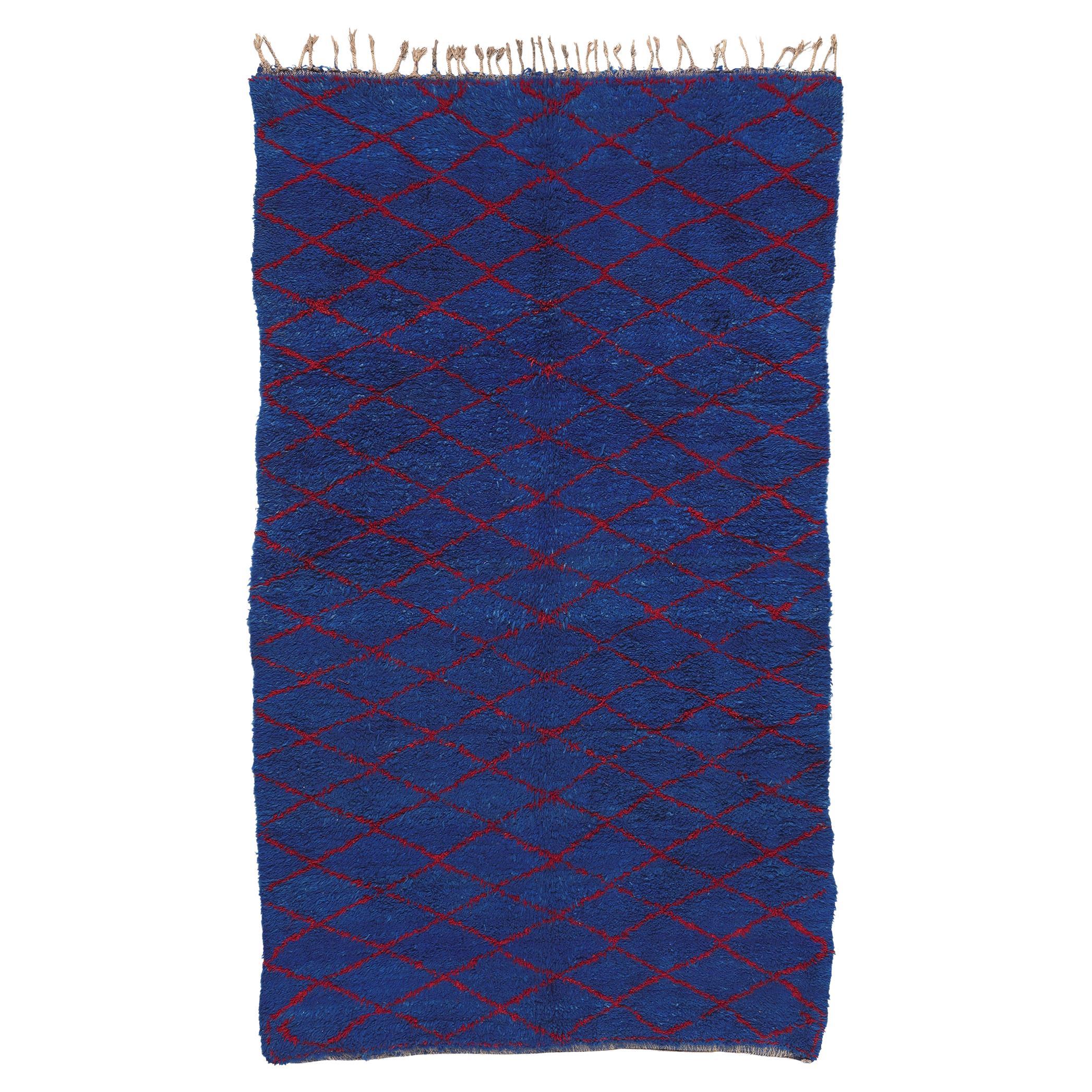 Vintage Blue Beni MGuild Moroccan Rug 
