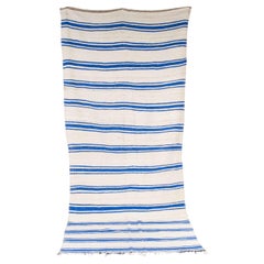 Vintage Berber Blue Stripe Hanbel Rug