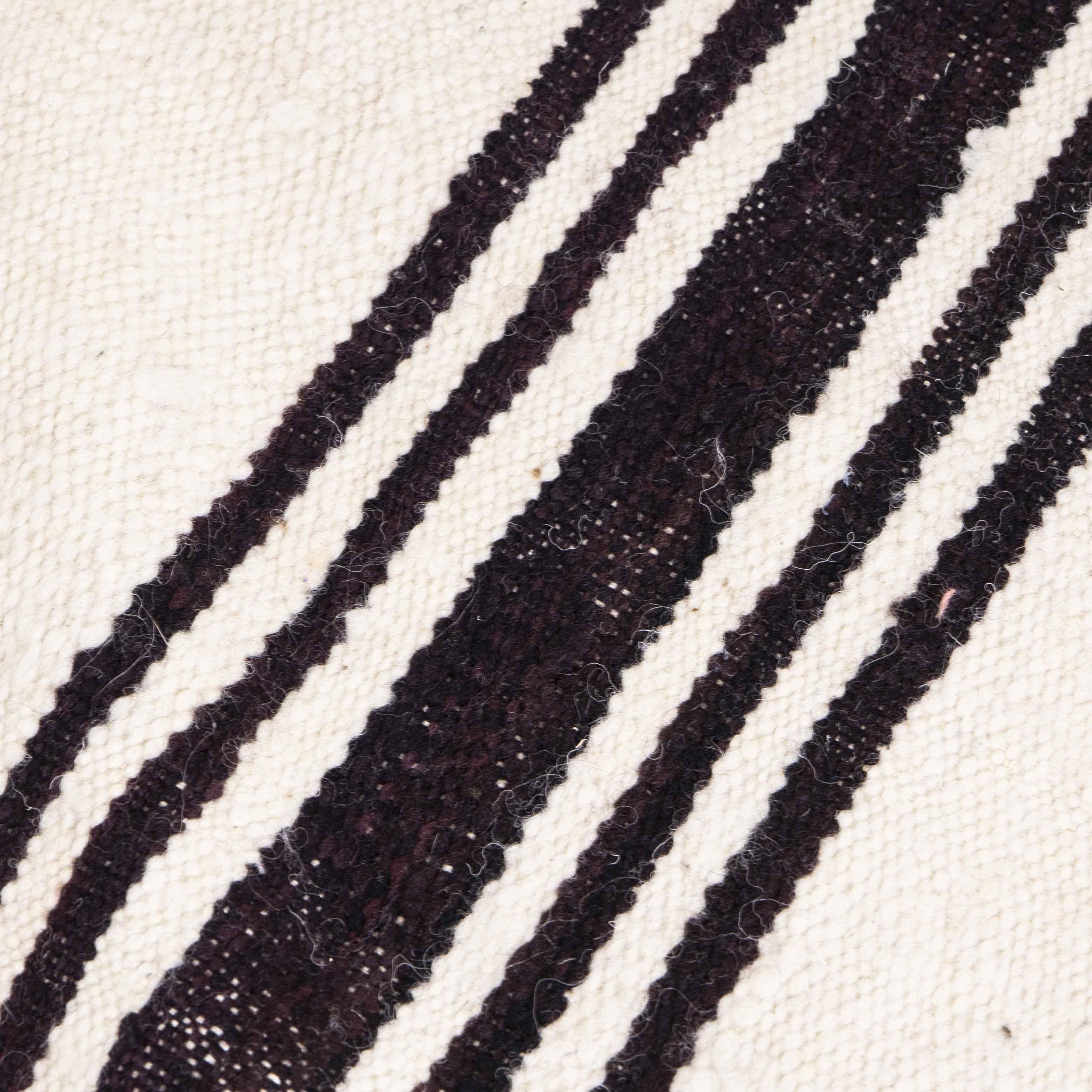 Vintage Berber Bold Monochrome Stripe Hanbel Rug For Sale 2