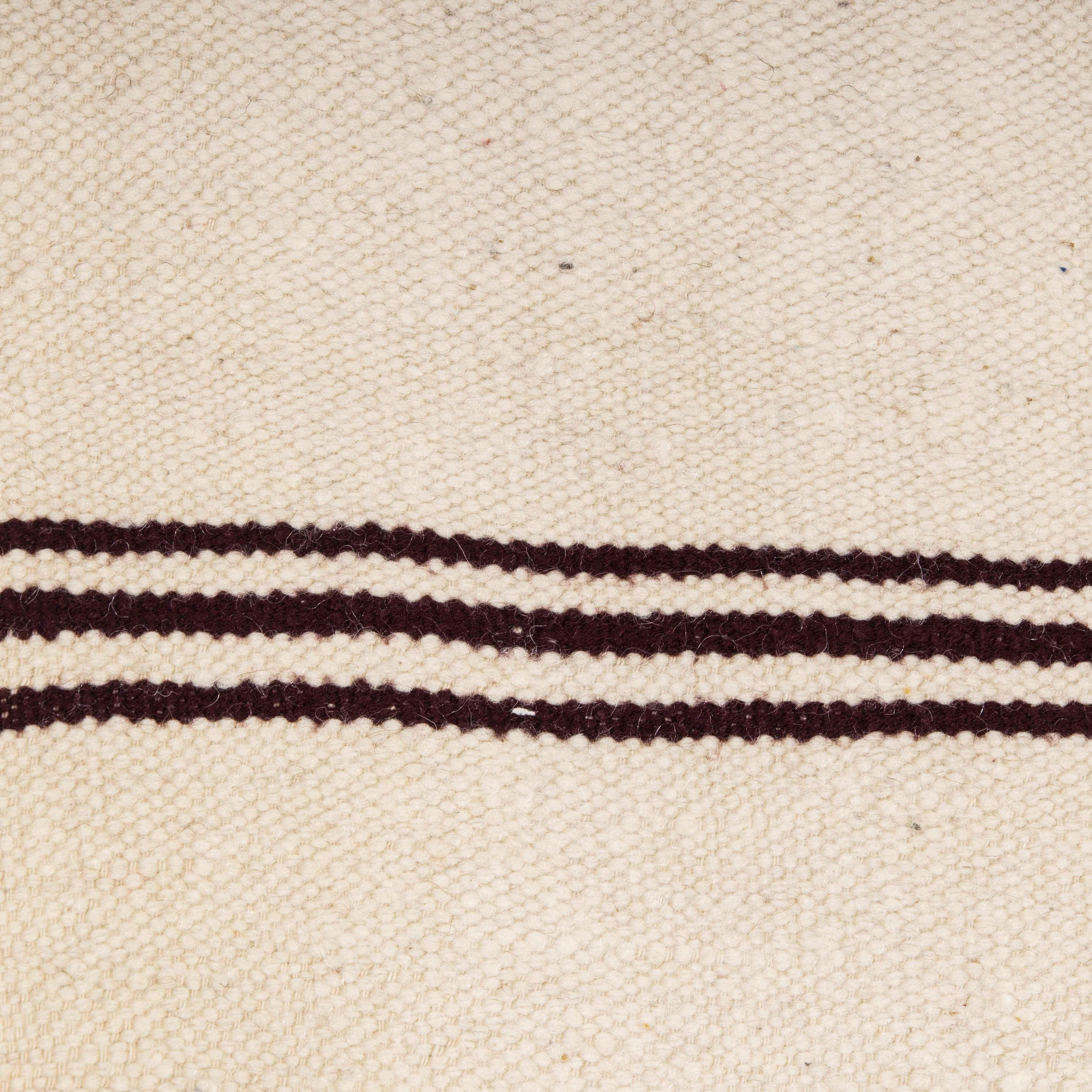 20th Century Vintage Berber Bold Monochrome Thin Stripe Hanbel Rug For Sale