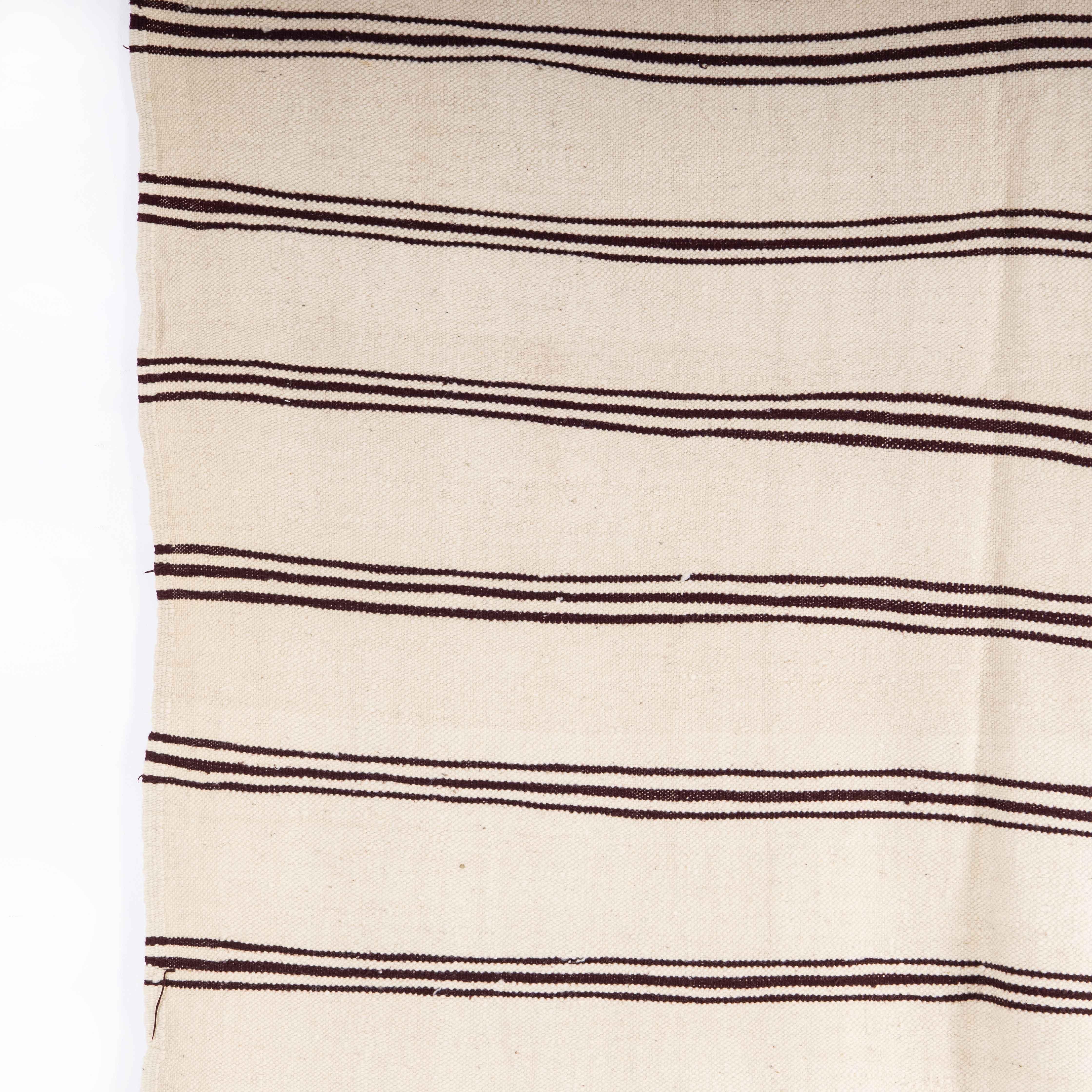 Vintage Berber Bold Monochrome Thin Stripe Hanbel Rug For Sale 1