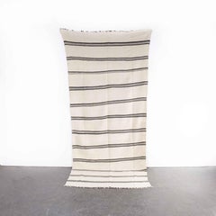 Vintage Berber Bold Monochrome Twin Stripe Hanbel Rug