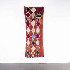 Vintage Berber Bold Reds Boucherouite Rug