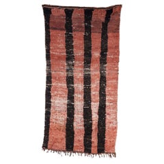 Vintage Berber Bold Stripes Boucherouite Rug