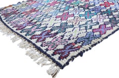 Vintage Berber Boucherouite Moroccan Azilal Rug with Bohemian Tribal Style