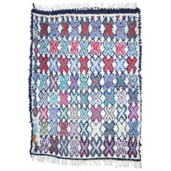 Vintage Berber Boucherouite Moroccan Azilal Rug with Bohemian Tribal Style