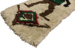 Vintage Berber Boucherouite Moroccan Azilal Rug with Folk Art Tribal Style