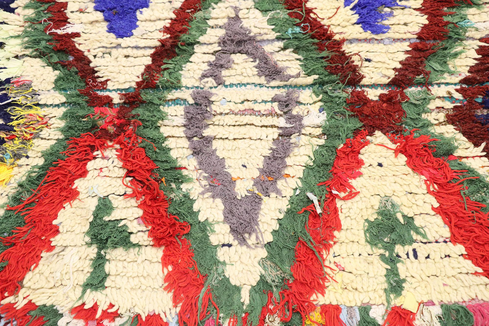 Vintage Berber Boucherouite Moroccan Rug with Bohemian Tribal Style In Good Condition For Sale In Dallas, TX