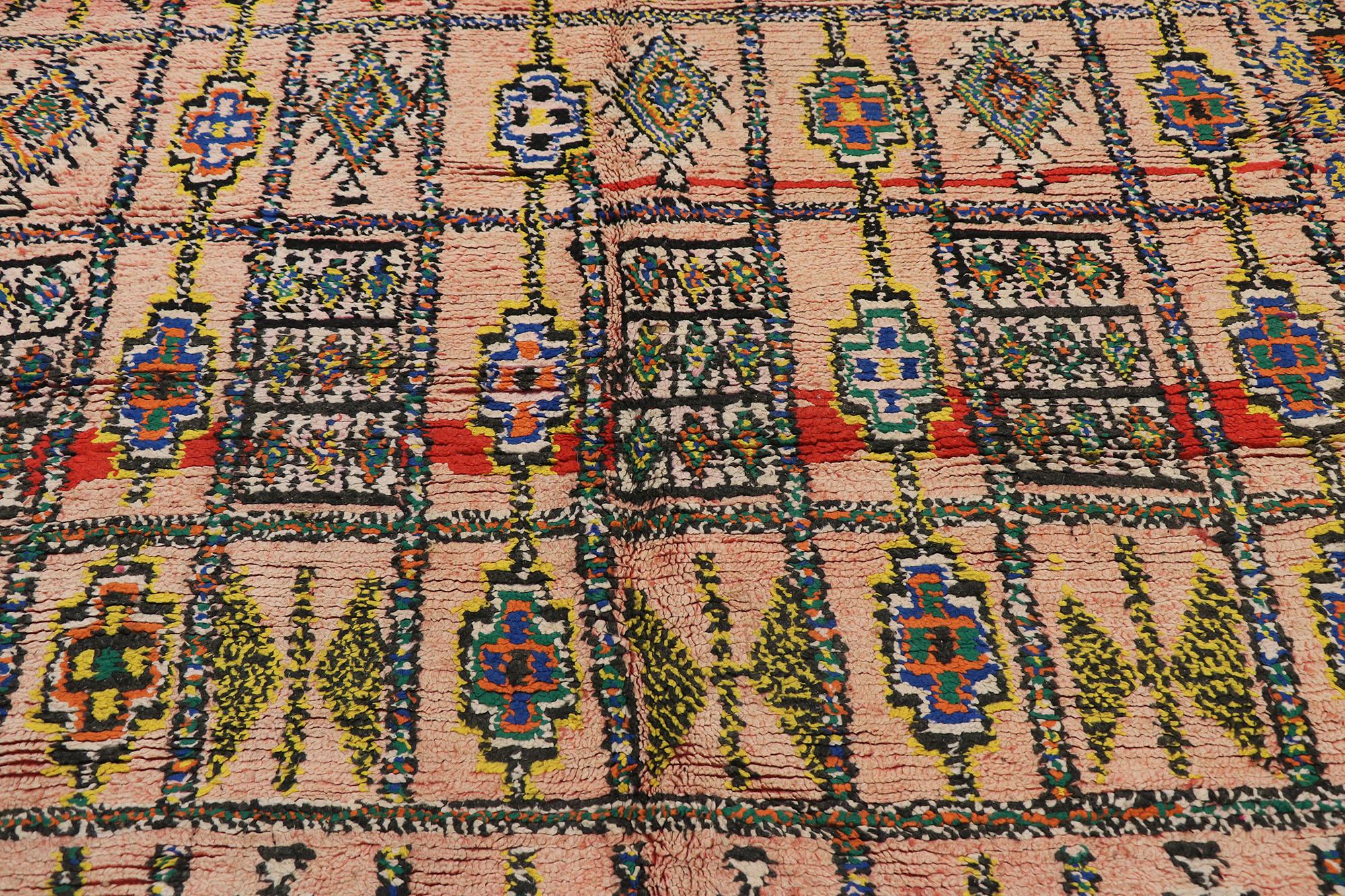 Hand-Knotted Vintage Berber Boujad Moroccan Rug, Boho Jungalow meets Wabi-Sabi For Sale
