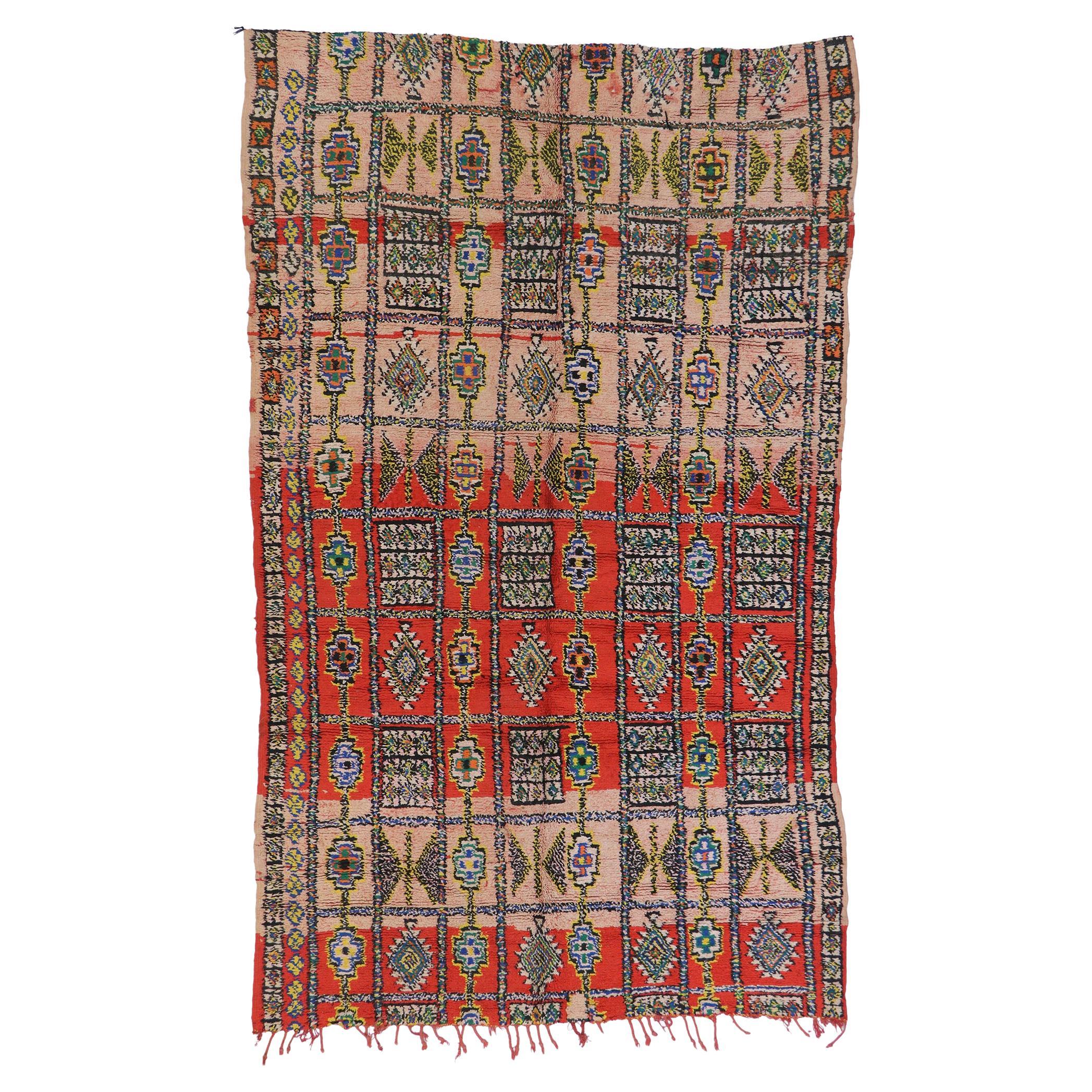 Tapis berbère marocain Boujad, Boho Jungalow rencontre Wabi-Sabi en vente