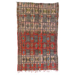 Marokkanischer Berber Boujad-Teppich im Vintage-Stil, Boho Jungalow trifft auf Wabi-Sabi