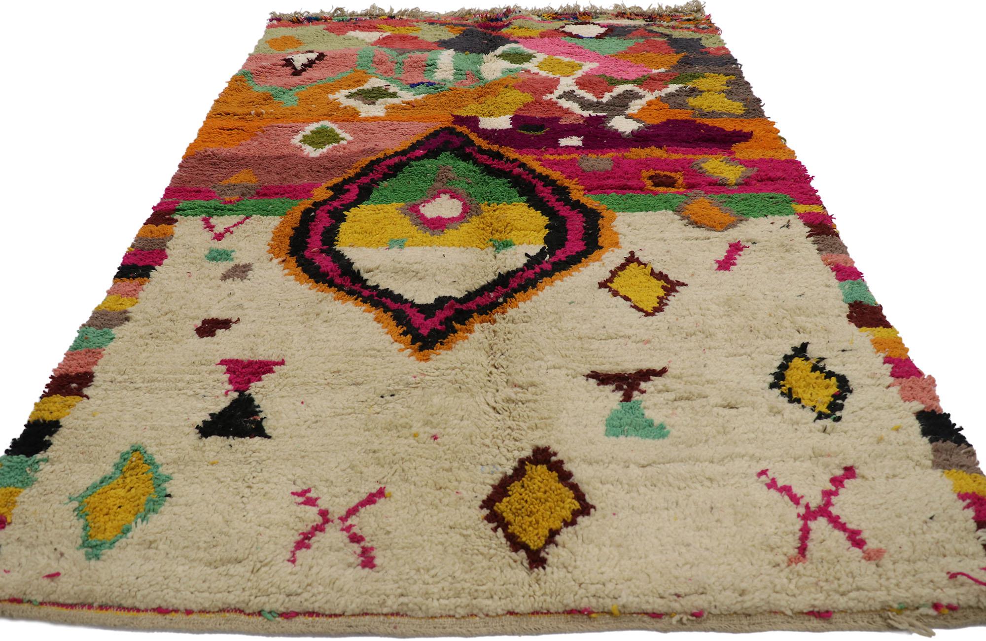 Expressionist Vintage Berber Boujad Moroccan Rug with Abstract Expressionism For Sale
